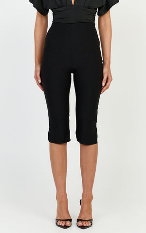Melenda Pants - Tailored Side Split Capri Pants in Black