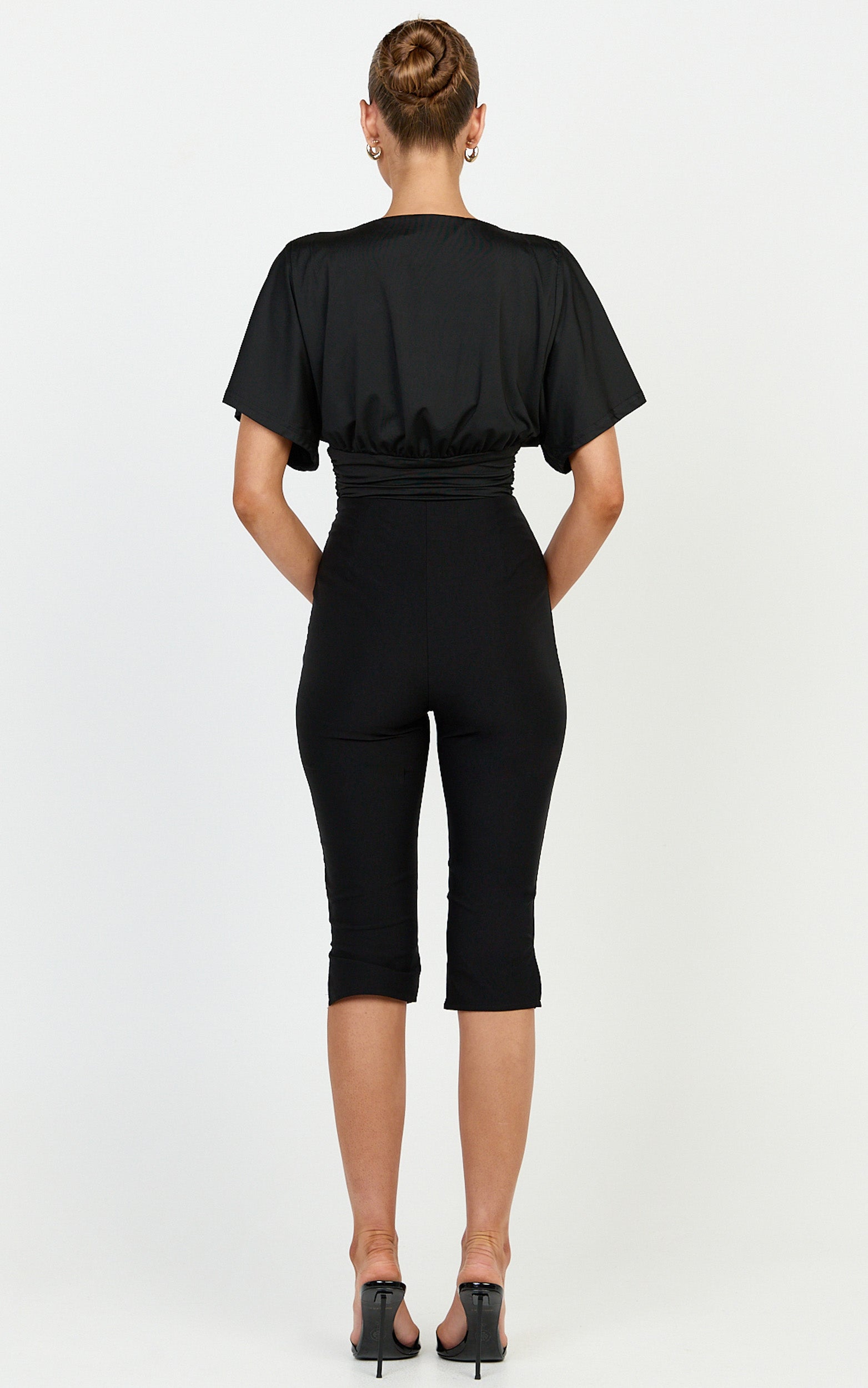 Melenda Pants - Tailored Side Split Capri Pants in Black