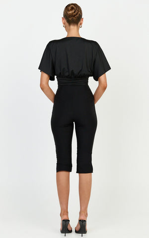Melenda Pants - Tailored Side Split Capri Pants in Black