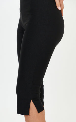 Melenda Pants - Tailored Side Split Capri Pants in Black