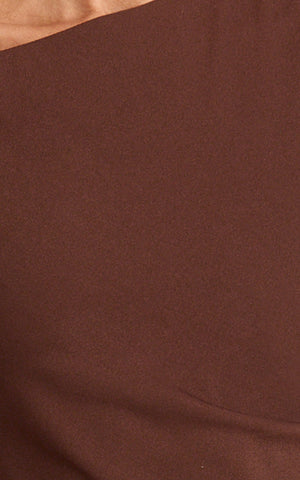 Vilma Mini Dress - One Shoulder Bodycon Dress in Chocolate