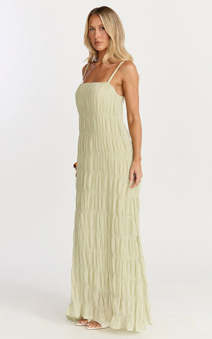 Cleo Maxi Dress - Textured Detail Dress in Sage