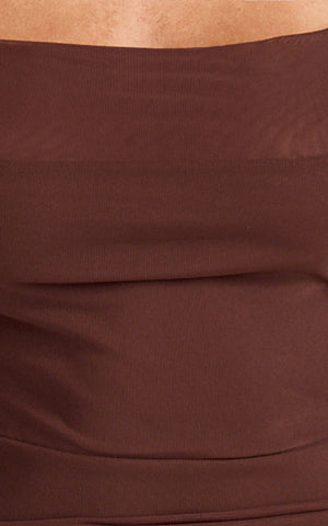Rosha Mini Dress - Ruffle Strap Dress in Chocolate