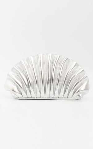 Olga Berg - Hollie Pleated Clutch in Silver