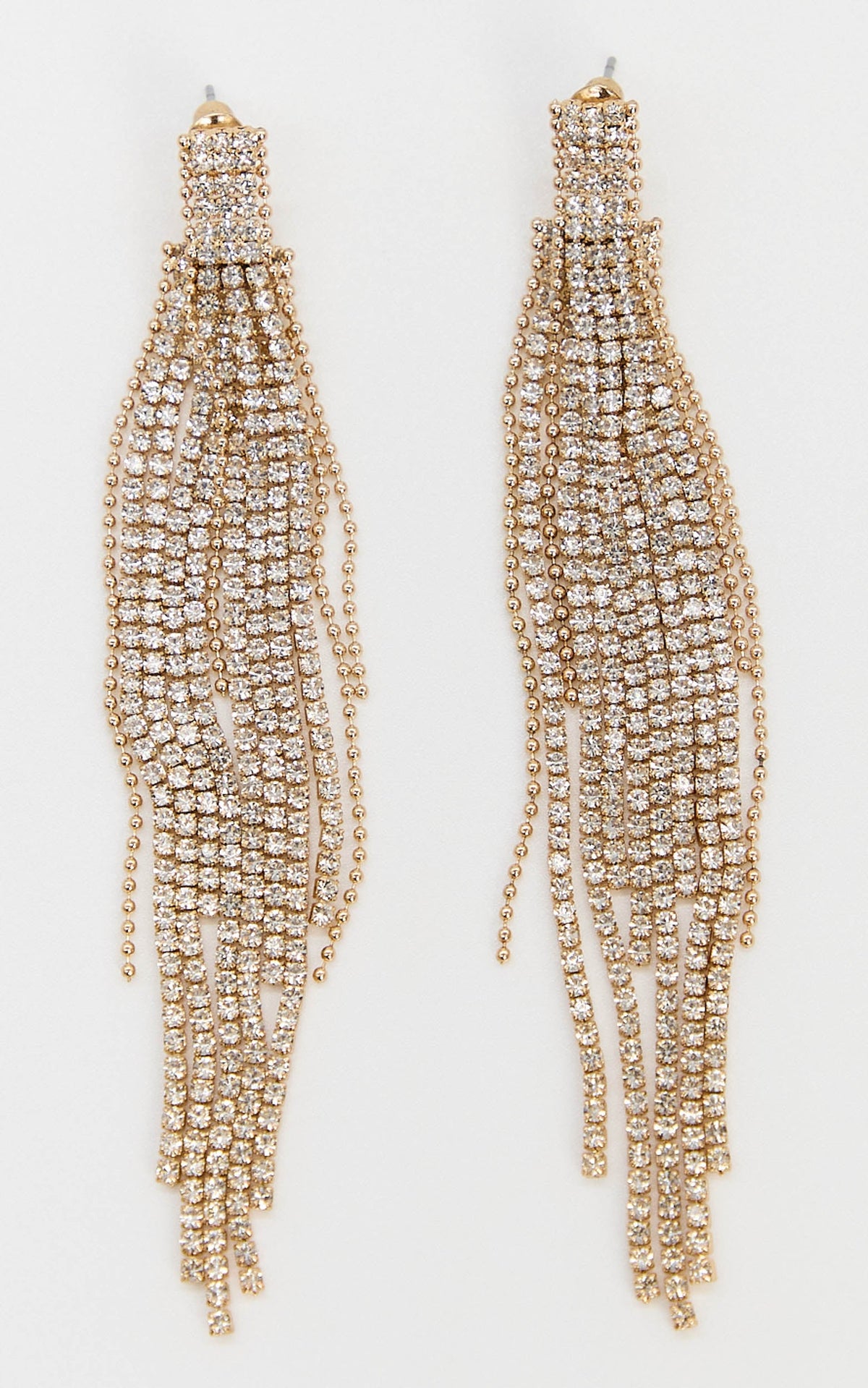 Amarie Earrings - Statement Diamonte Earrings in Gold
