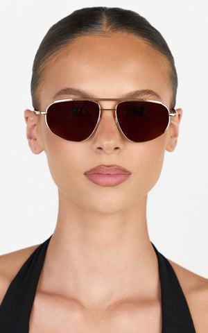 Inez Sunglasses - Square Sunglasses in Gold