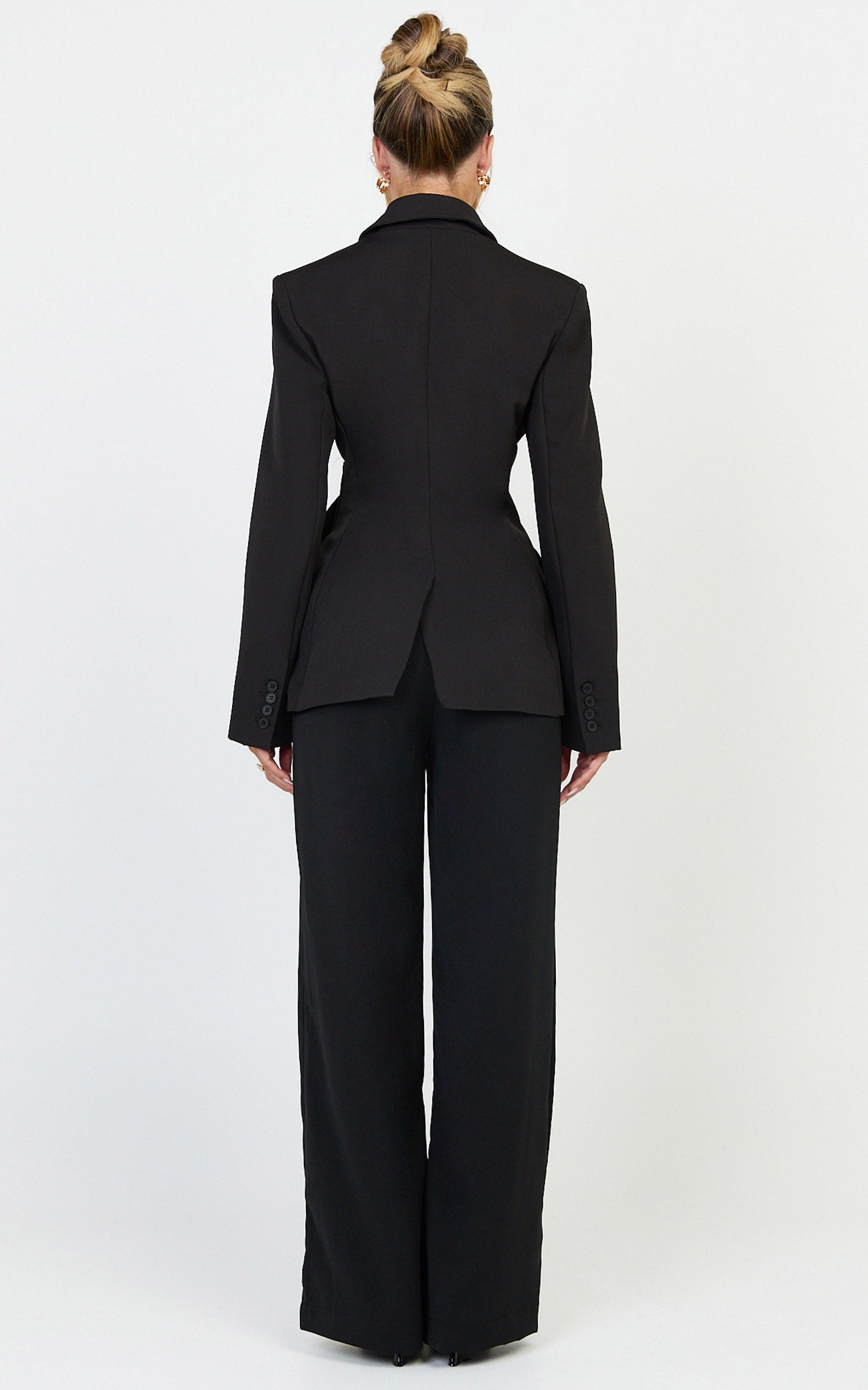 Floriane Blazer - Wrap Front Gold Buckle Detail Blazer in Black