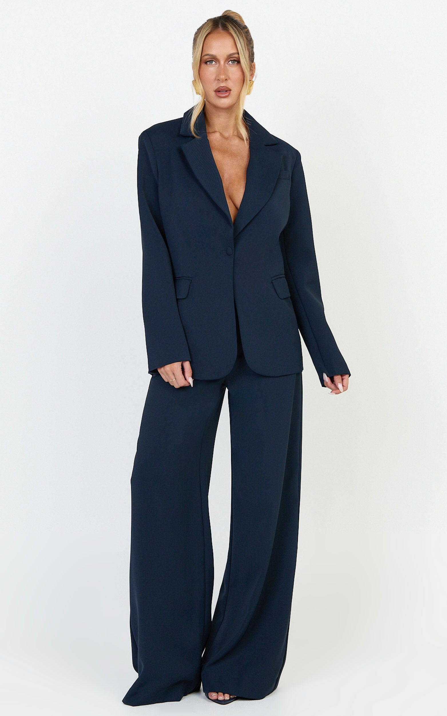 Selena Blazer - Oversized Single Breasted Blazer in Navy