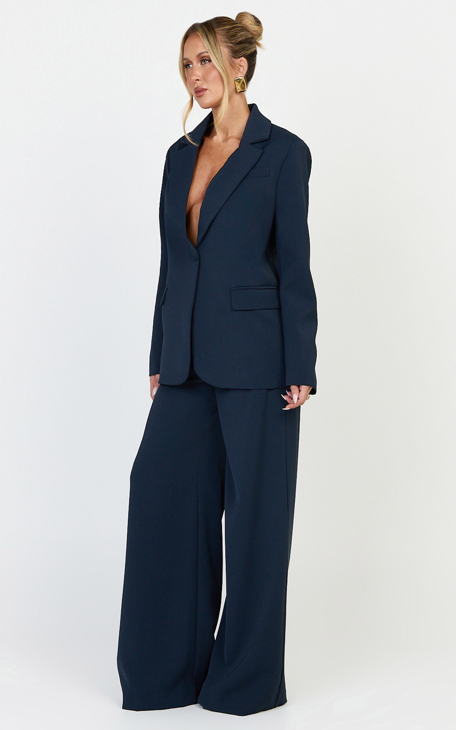 Selena Blazer - Oversized Single Breasted Blazer in Navy