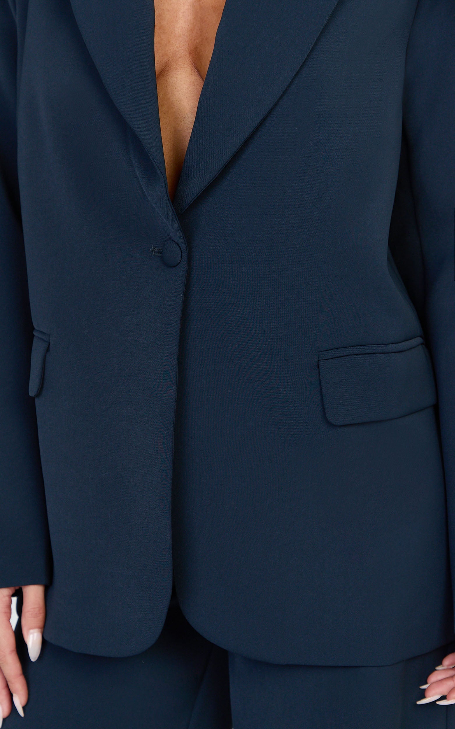 Selena Blazer - Oversized Single Breasted Blazer in Navy