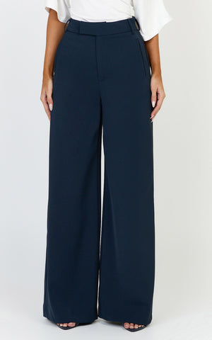 Selena Pants - High Waisted Wide Leg Tailored Pants in Navy