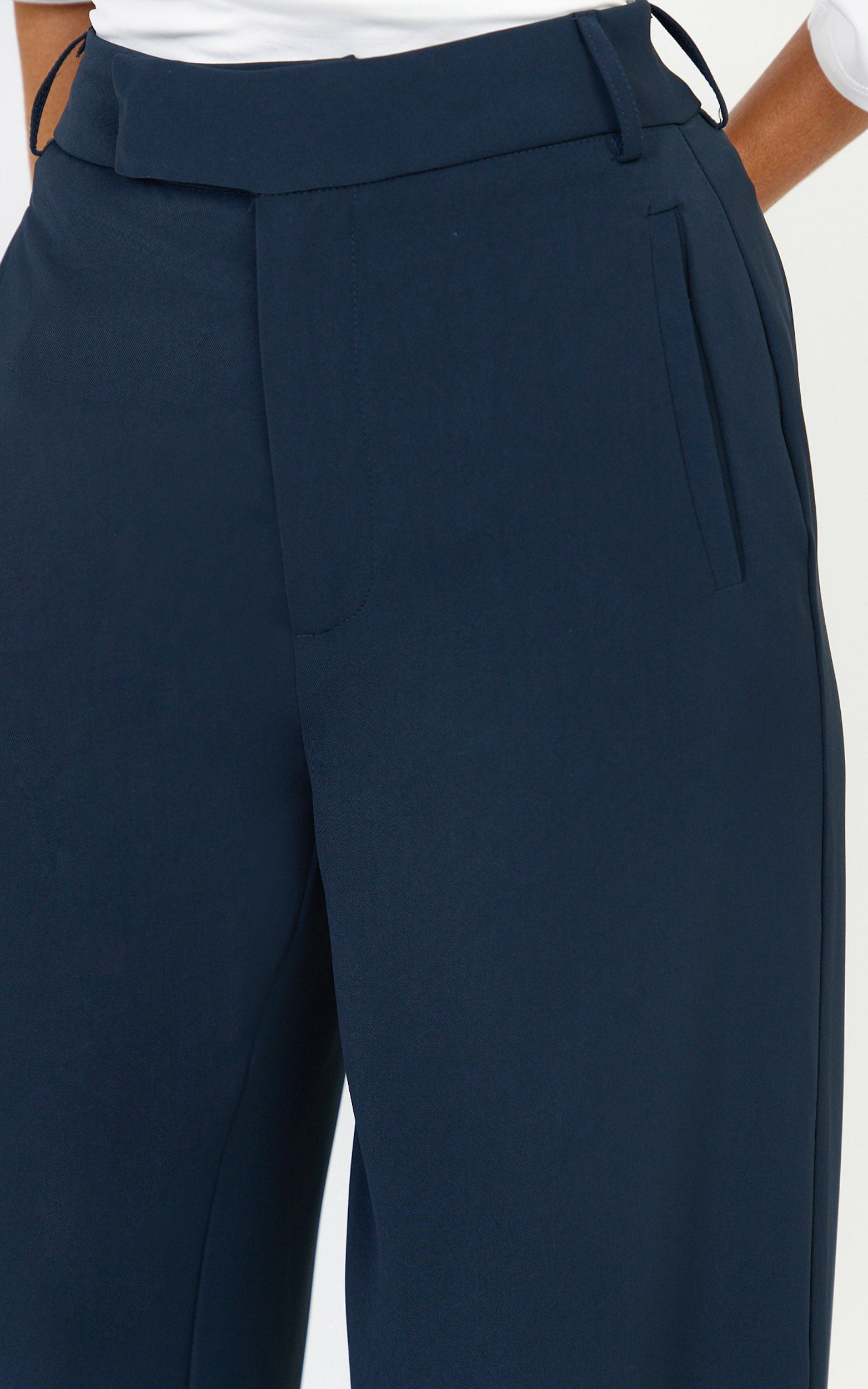 Selena Pants - High Waisted Wide Leg Tailored Pants in Navy