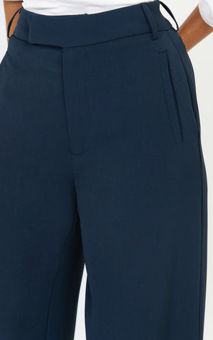 Selena Pants - High Waisted Wide Leg Tailored Pants in Navy
