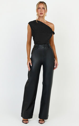Paloma Top - Mesh Overlay Twist Sleeve Top in Black