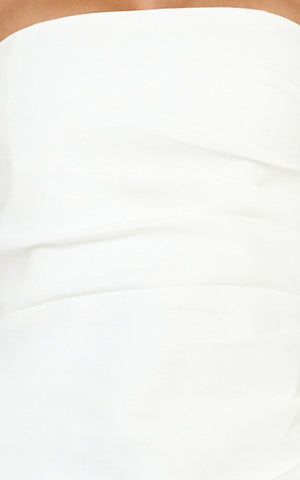 Inaya Mini Dress - Strapless Flounce Hem Dress in Off White