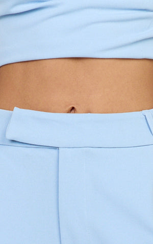 Helen Two Piece Set - Crepe Twisted Top And Wide Leg Pants in Blue