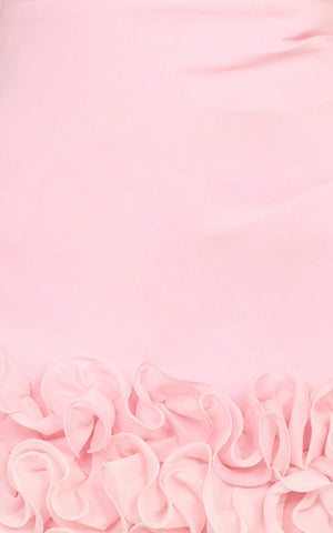 Inaya Mini Dress - Strapless Flounce Hem Dress in Pink