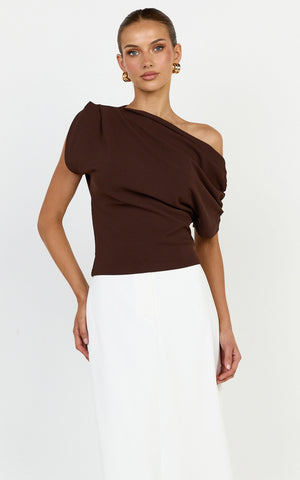 Nalfie Top - Asymmetrical Top in Choc