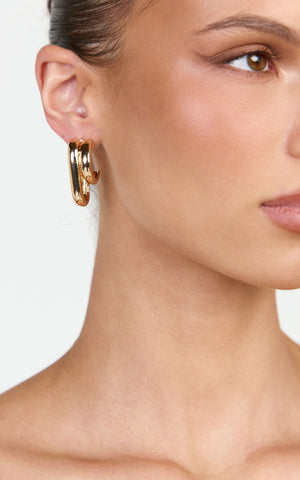 Eileen Earrings - Double Hoop Earrings in Gold