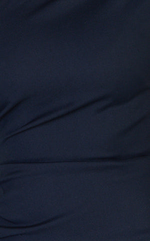 Karlie Midi Dress - One Shoulder Fitted Dress in Navy