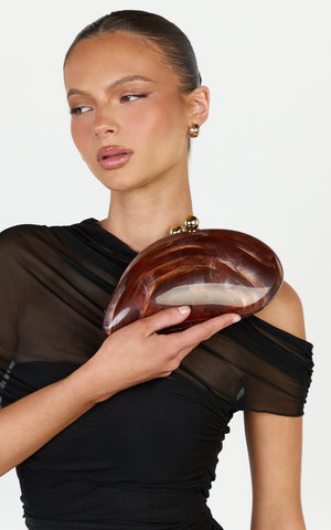 Lola Bag - Marble Clutch Bag in Brown