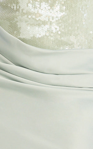 Jasmin Maxi Dress - Sequin Overlay Dress in Sage
