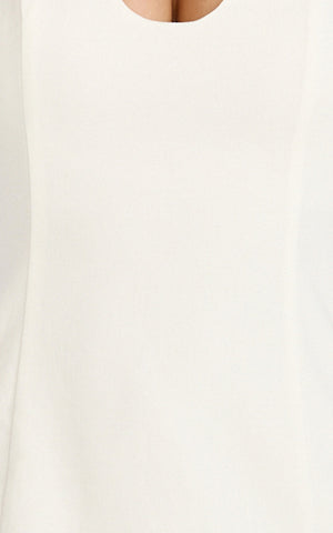 Lux Midi Dress - Front Keyhole Fitted Dress in White