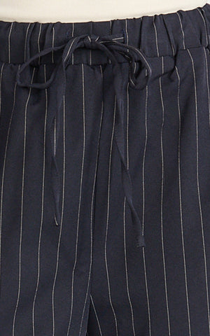 Amara Pants - High Waist Wide Leg Stripe Pants in Navy
