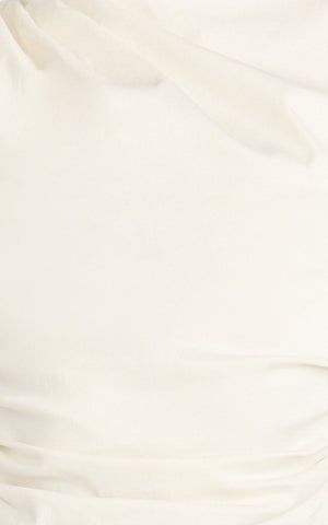 Gisandra Top - High Neck Gathered Sleeveless Top in Cream