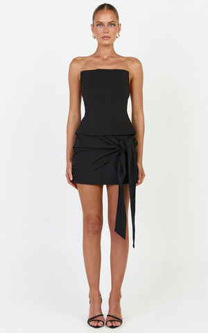 Gigi Mini Skort - Wrap Tie Front Skort in Black