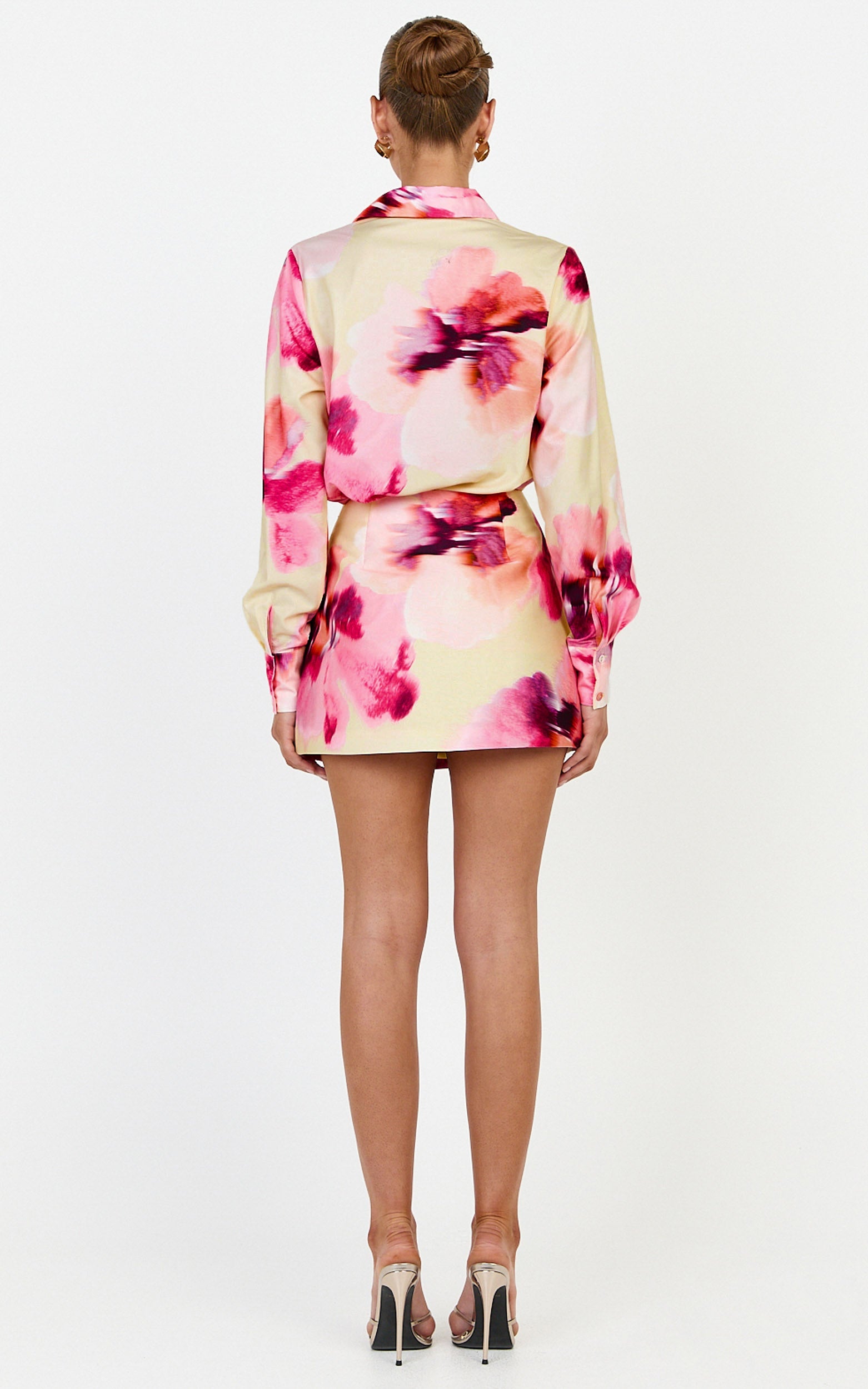 Sailor Top - Collared Button Up Long Sleeve Top in Floral Bloom Print