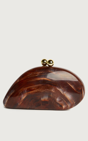 Lola Bag - Marble Clutch Bag in Brown