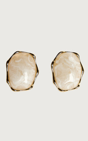 Thea Earrings - Resin Marble Stud Earrings in Gold