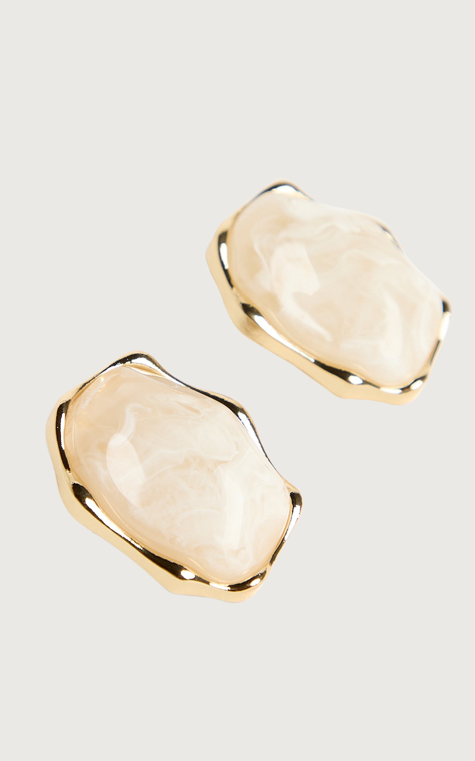Thea Earrings - Resin Marble Stud Earrings in Gold