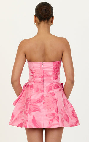 Violetta Mini Dress - Strapless Bow Detail Tulip Dress in Pink