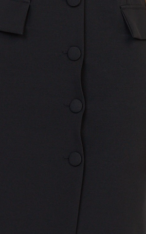Calista Midi Dress - Boat Neck Button Down Pencil Dress in Black