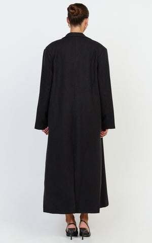 Eloise Coat - Oversized Longline Tailored Coat in Black