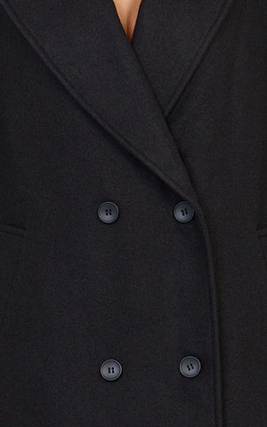 Eloise Coat - Oversized Longline Tailored Coat in Black