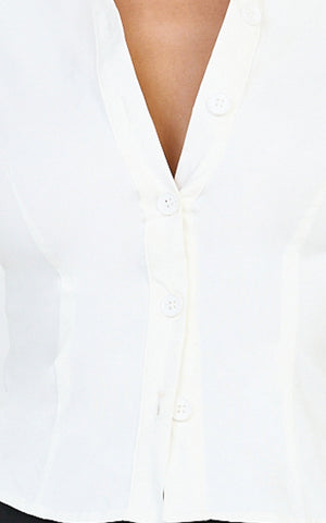 Zareena Top - Button Down Collar Shirt in White