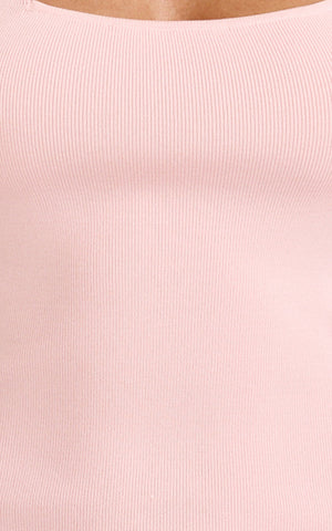Barbara Maxi Dress - Halter Scoop Neck Contrast Georgette Dress in Pink