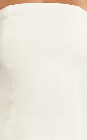 Poppy Mini Dress - Contrast Skirt Strapless Dress in White