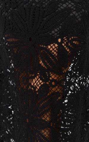 Charlene Maxi Skirt - Crochet Fit And Flare Skirt in Black