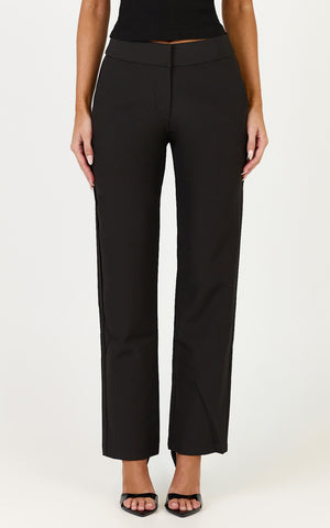 Neema Pants - Mid Rise Straight Leg Pants in Black