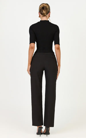 Neema Pants - Mid Rise Straight Leg Pants in Black