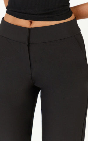 Neema Pants - Mid Rise Straight Leg Pants in Black