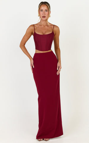 Marais Maxi Skirt - Column Skirt in Wine