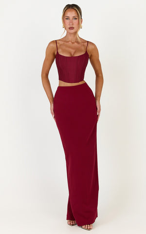 Marais Maxi Skirt - Column Skirt in Wine