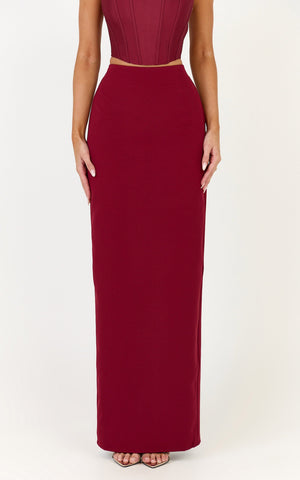 Marais Maxi Skirt - Column Skirt in Wine