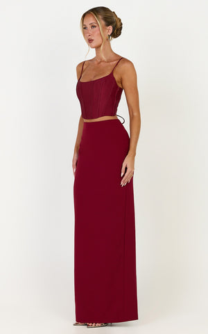 Marais Maxi Skirt - Column Skirt in Wine