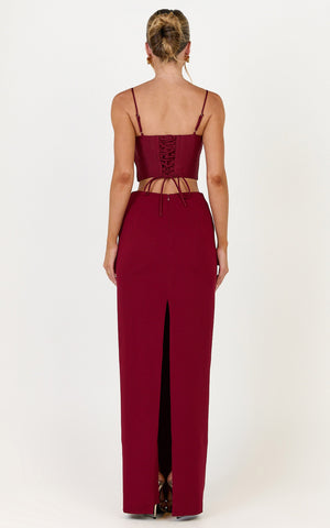Marais Maxi Skirt - Column Skirt in Wine